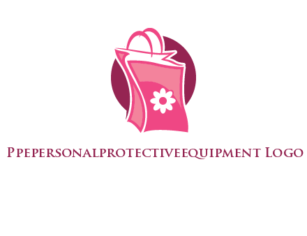 3D shopping bag in circle logo