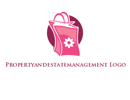 3D shopping bag in circle logo
