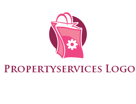 3D shopping bag in circle logo