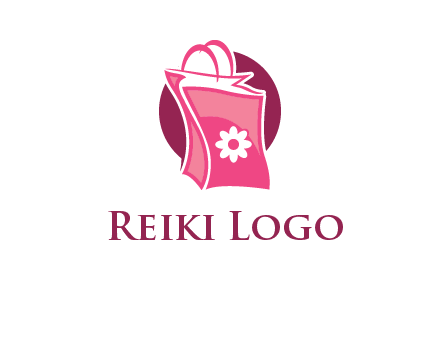 3D shopping bag in circle logo
