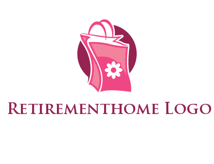 3D shopping bag in circle logo