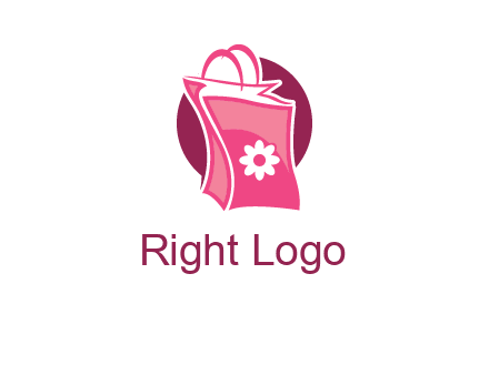3D shopping bag in circle logo