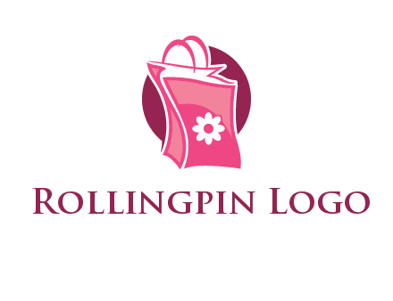 3D shopping bag in circle logo