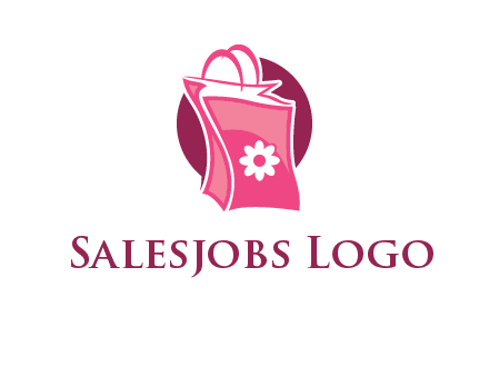 3D shopping bag in circle logo