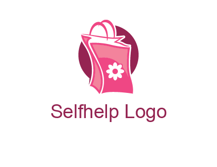 3D shopping bag in circle logo