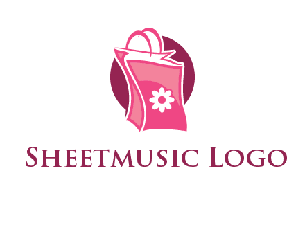 3D shopping bag in circle logo
