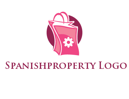 3D shopping bag in circle logo