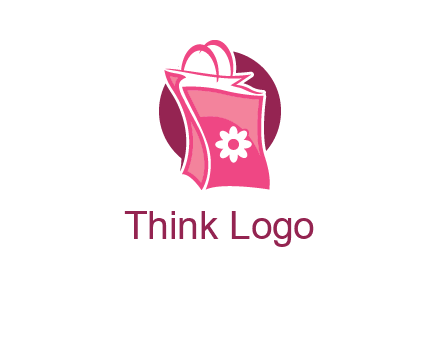 3D shopping bag in circle logo