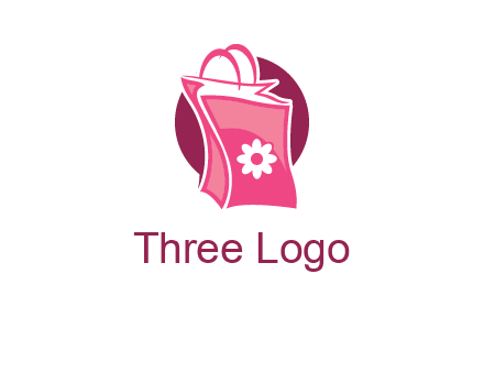 3D shopping bag in circle logo