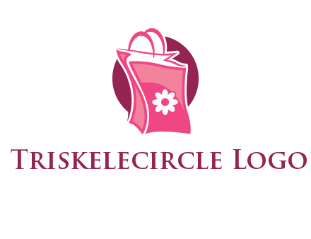3D shopping bag in circle logo