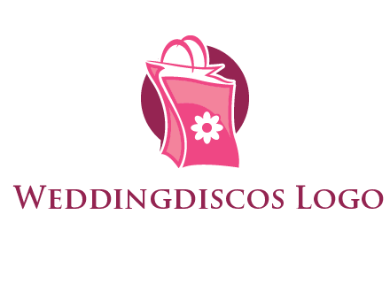 3D shopping bag in circle logo