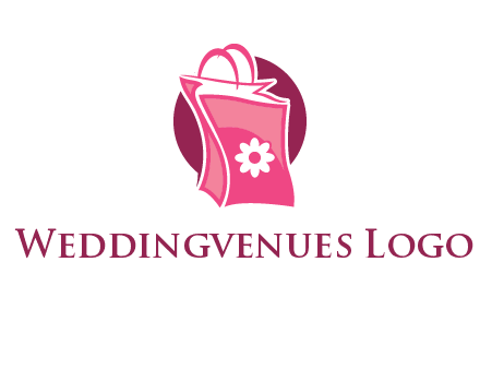 3D shopping bag in circle logo