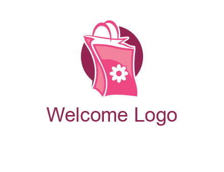 3D shopping bag in circle logo
