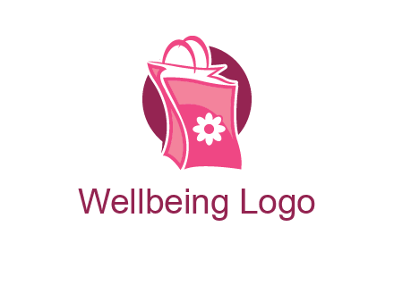 3D shopping bag in circle logo