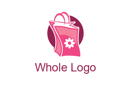 3D shopping bag in circle logo