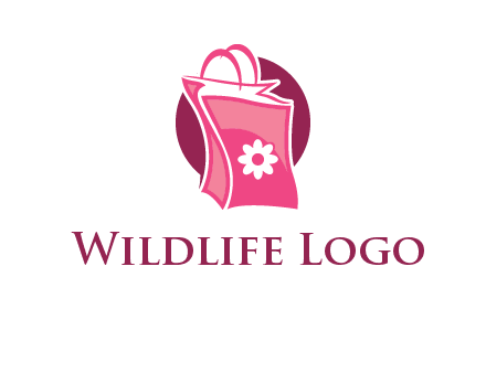 3D shopping bag in circle logo