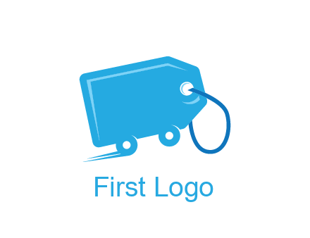 delivery logo with tag on wheels