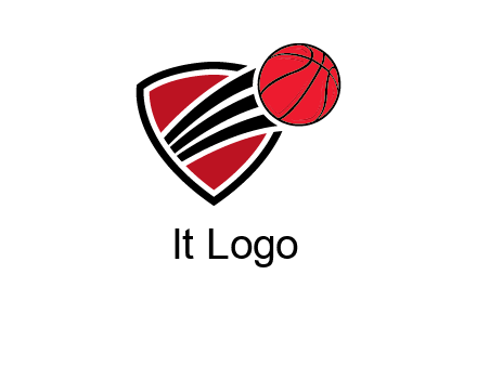 basketball shooting out of shield logo