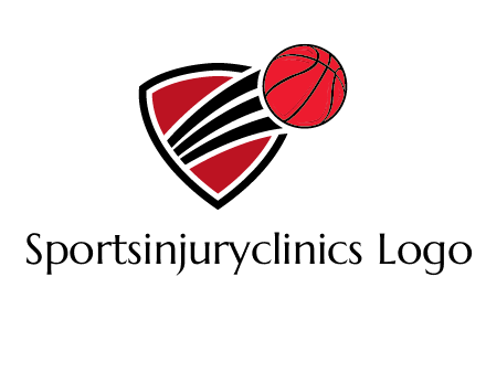 basketball shooting out of shield logo