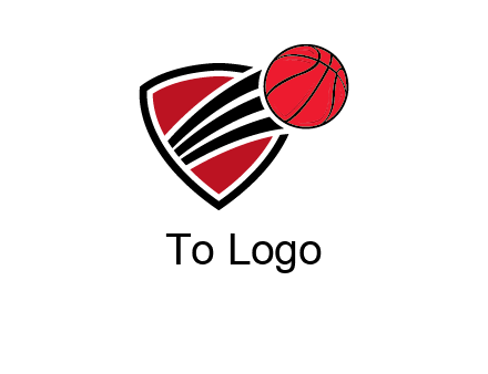 basketball shooting out of shield logo