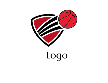 basketball shooting out of shield logo