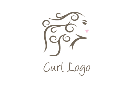 woman with curls in hair saloon logo