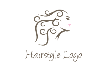 woman with curls in hair saloon logo