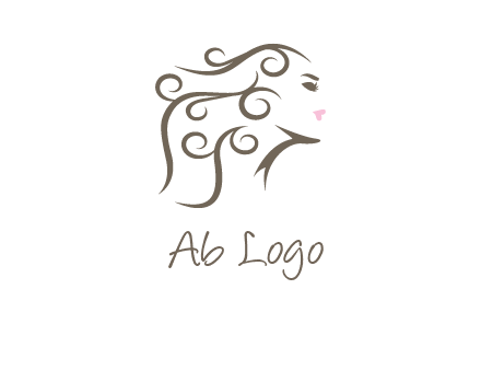 woman with curls in hair saloon logo