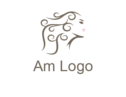 woman with curls in hair saloon logo
