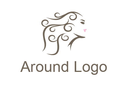 woman with curls in hair saloon logo
