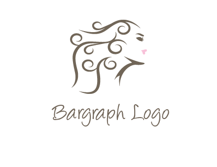 woman with curls in hair saloon logo