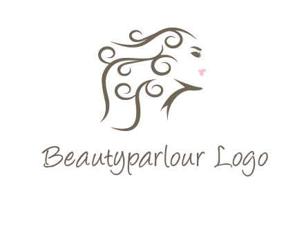 woman with curls in hair saloon logo