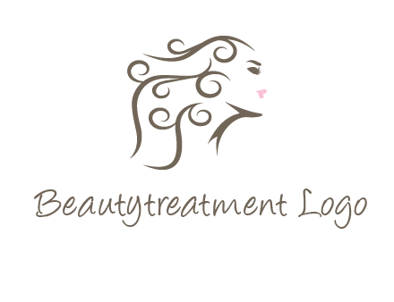 woman with curls in hair saloon logo