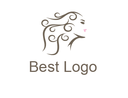 woman with curls in hair saloon logo