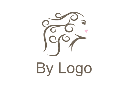 woman with curls in hair saloon logo
