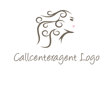 woman with curls in hair saloon logo