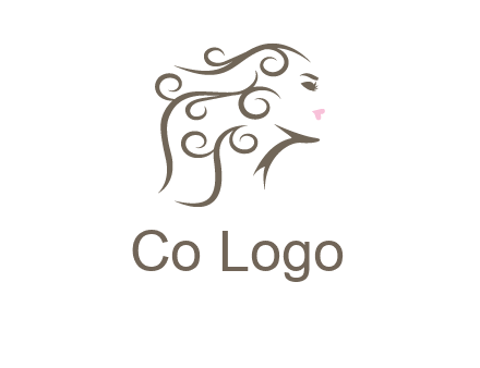 woman with curls in hair saloon logo
