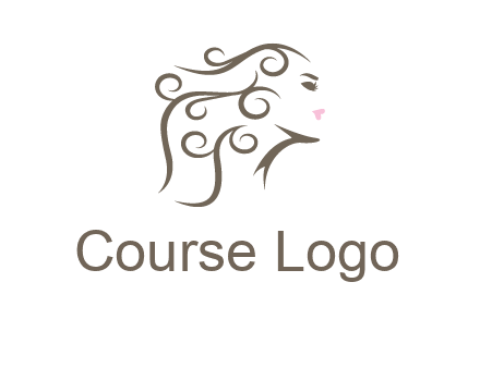 woman with curls in hair saloon logo
