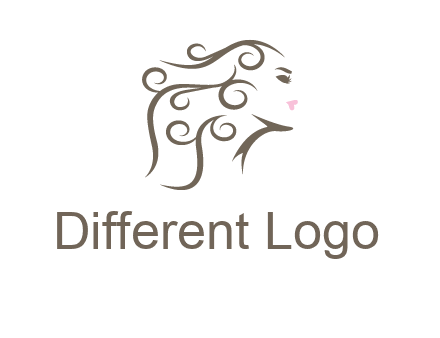 woman with curls in hair saloon logo