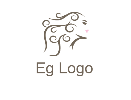 woman with curls in hair saloon logo