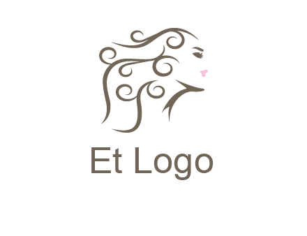 woman with curls in hair saloon logo
