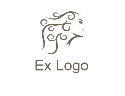 woman with curls in hair saloon logo