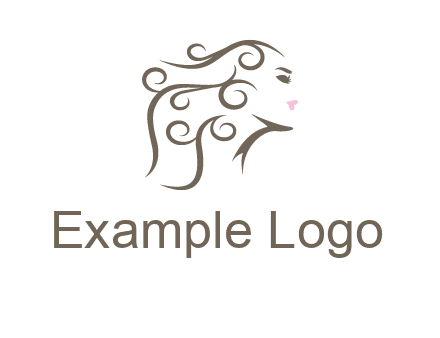 woman with curls in hair saloon logo