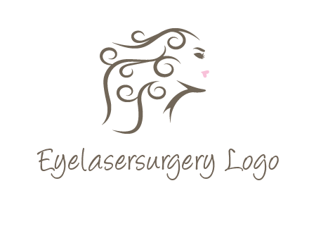 woman with curls in hair saloon logo