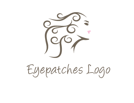 woman with curls in hair saloon logo