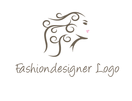 woman with curls in hair saloon logo