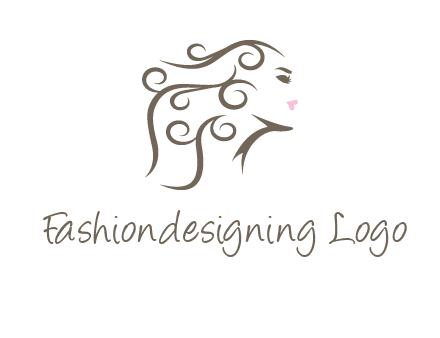 woman with curls in hair saloon logo