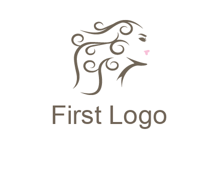 woman with curls in hair saloon logo