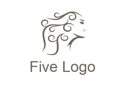 woman with curls in hair saloon logo