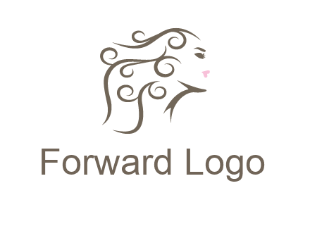 woman with curls in hair saloon logo